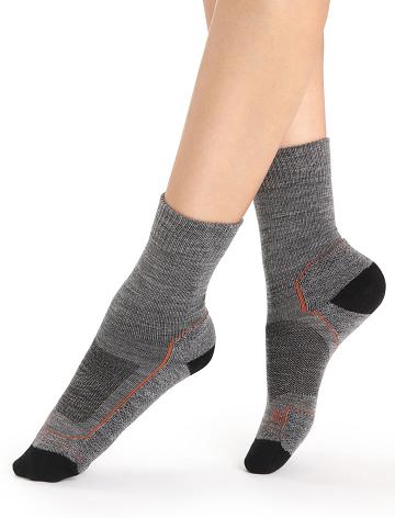 Women's Icebreaker Merino Hike+ Light Crew Socks Gritstone Heather / Black | CA 1521EBCX